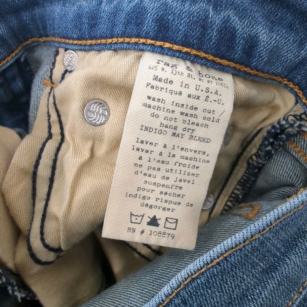Rag & Bone Jean Womens 28 Skinny Jeans Blue Stretch Denim Made‎ USA W1602K520 - Picture 10 of 14
